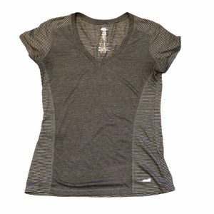 Avia Greys&Black Stripped ShortSleeve Athletic Top